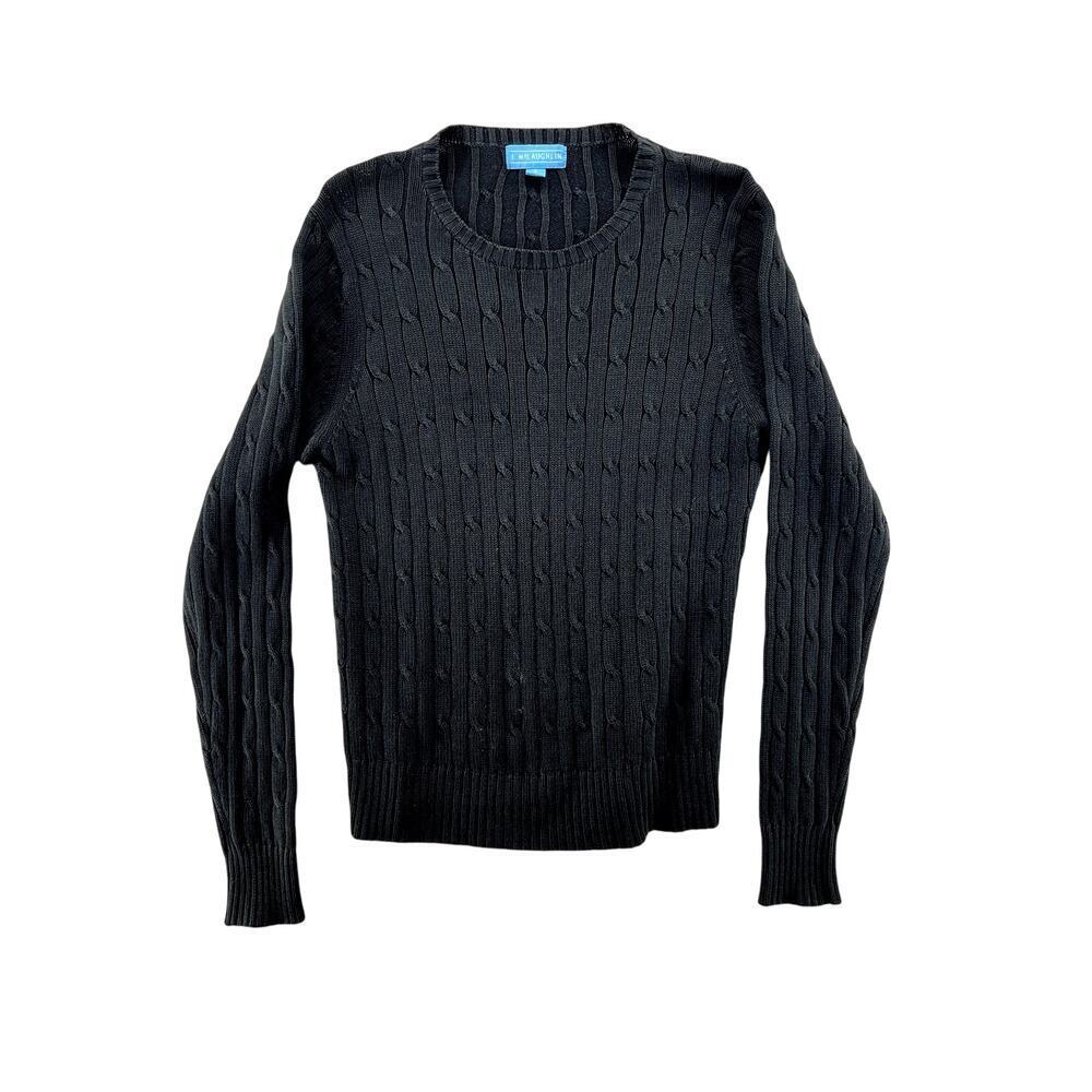 J. McLaughlin Women’s Black Cable Knit Crewneck Sweater Size Small Classic